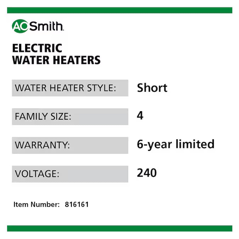 Signature 100 50-Gallons Short 6-Year Warranty 4500-Watt Double Element Electric Water Heater