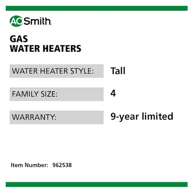 Signature 100 40-Gallon Tall 9-Year Warranty 40000-BTU Natural Gas Water Heater