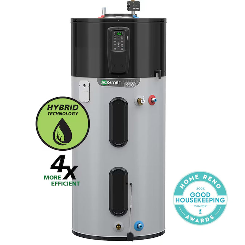 Signature 900 50-Gallon Tall 10-Year Warranty 240-Volt Smart Hybrid Heat Pump Water Heater with Leak Detection & Automatic Shut-Off