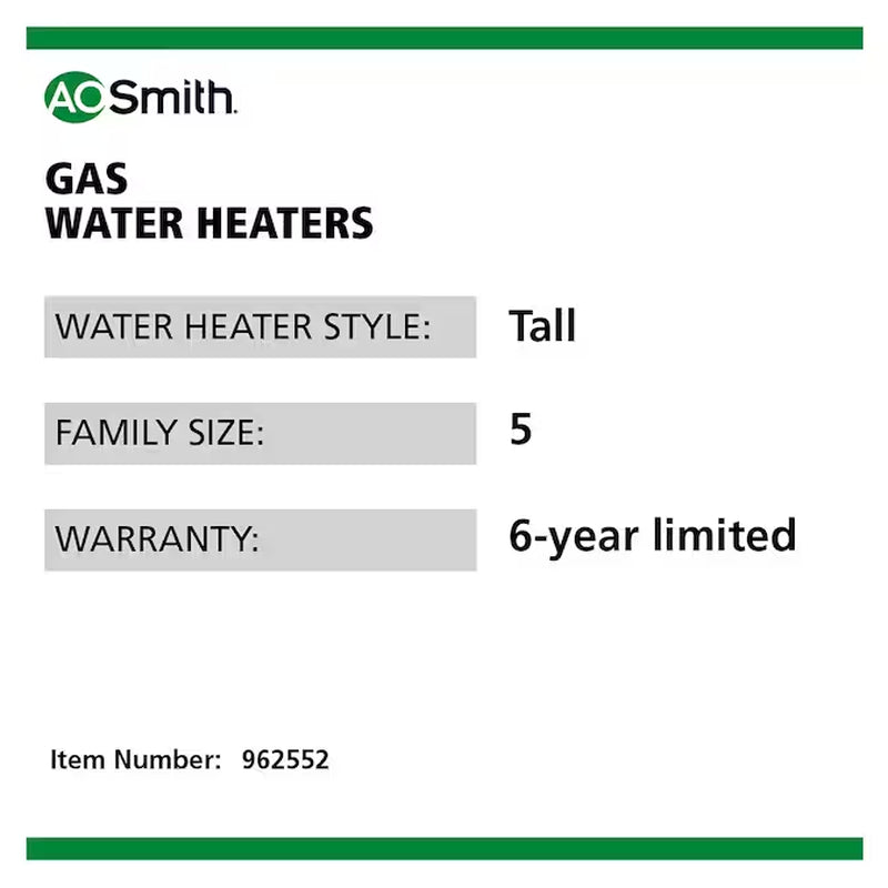 Signature 100 50-Gallon Tall 6-Year Warranty 40000-BTU Natural Gas Water Heater